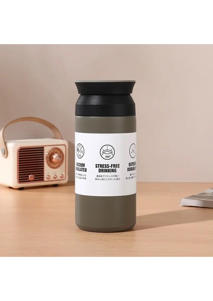 500ML Paslanmaz Çelik Termos Kurı Kahve Kupa Yalıtımlı Su Şişesi Termal Tumbler Vakum Şişesi Taşınabilir Sıcak ve Soğuk Kupa Kapasite: 350ML/RENK: Gri (Yurt Dışından)
