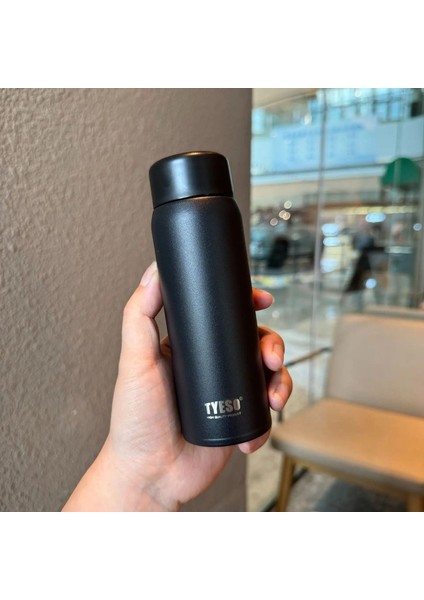 Tyeso Cep Mini Termos Su Şişesi 150ML Sevimli Küçük Paslanmaz Çelik Tumbler Cup Taşınabilir Termal Yalıtım Kahve Su Kupası Kapasite: 150ML/RENK: Siyah (Yurt Dışından)