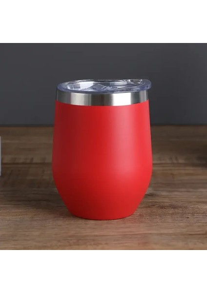 360ML Şarap Camı Paslanmaz Çelik Yumurta Kabuğu Termal Kupa Çift Duvar Vakum Şişeler Ofis ve Ev Yalıtılmış Kahve Kupası Kapasitesi: 301-400ML/RENK: Kırmızı (Yurt Dışından)