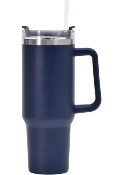 40 Oz Paslanmaz Çelik Araba Dağı Kol ve Samanlı Çift Duvarlı Yalıtılmış Seyahat Kupa Tatil Hediyeleri Kapasite: 1200ML 40 Oz/renk: Lacivert (Yurt Dışından)