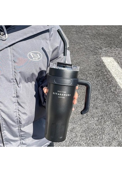 Büyük Kapasiteli Su Dağı, 38.55 Oz Araba Yalıtım Kabı, Basit Ofis Saman Fincanı, Paslanmaz Çelik Buz Tumblercolor: 1140ML (Yurt Dışından)