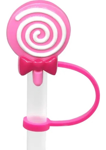 1pcs Lolipop Saman Içme Dakları Için Lolipop Saman Topper Aksesuarları, 8mm Dondurma Tozu Geçirmez Saman Kapak Kapağı, Silikon Saman Ucu Cazibe Rengi: HYB1750-04 (Yurt Dışından)