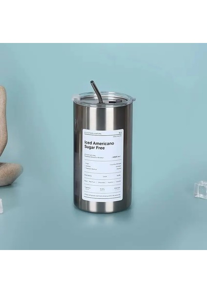 Çift Katmanlı Paslanmaz Çelik Kahve Fincan Termos Soğutucu Saman Fincan Taşınabilir Yeniden Kullanılabilir Ins Buz Kahve Kupa Soğuk Su Bottlecacity: 320ML/RENK: Şerit (Yurt Dışından)