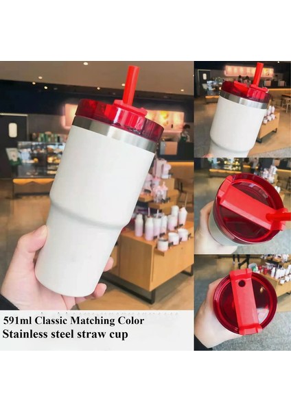 Yeni Son Starbuck Buz Kupası Araba Kupası 304 Paslanmaz Çelik Su Kupası 20OZ Büyük Kapasiteli Bira Kupası Izolasyonu ve Soğutma Kapaklığı: 591ML/RENK: Pembe (Yurt Dışından)