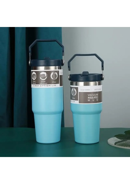 600/890ML Paslanmaz Çelik Termal Su Şişesi Soğuk ve Isı Termal Kupa Taşınabilir Taşınabilir Tumbler Vakum Şişesi Araç Yalıtım Kapasitesi Kapasite: 600ML/RENK: Mavi (Yurt Dışından)