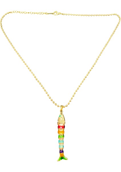 Yedi Renk Balık Model Anti Alerjik 316 L Zincir Gold Renk Çelik Kolye