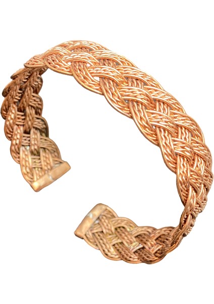 El Yapımı Örgülü Model Saf Bakır Bileklik