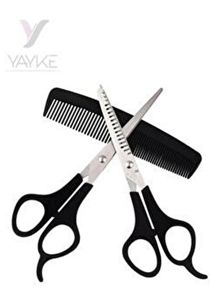 Kuaför Seti Saç Kesme ve İnceltme Makası Tarak 3lü Set Siyah Renkli fiyatları