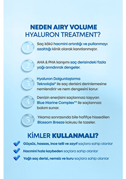 Arındıran Nemlendiren Hacim Veren Saç Kremi KUNDAL Airy Volume Hyaluron Treatment 500ml Blossom Br.