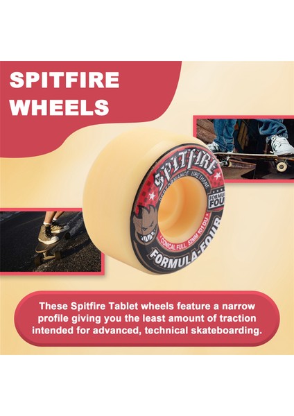 Spitfire Wheels Sokak Fırçalama Tekerleği Dans Tahtası Tekerleği Spitfire 52MM 101DURO Kaykay Tekerleği, 52MM 101DURO Siyah+Kırmızı (Yurt Dışından) fırsatları