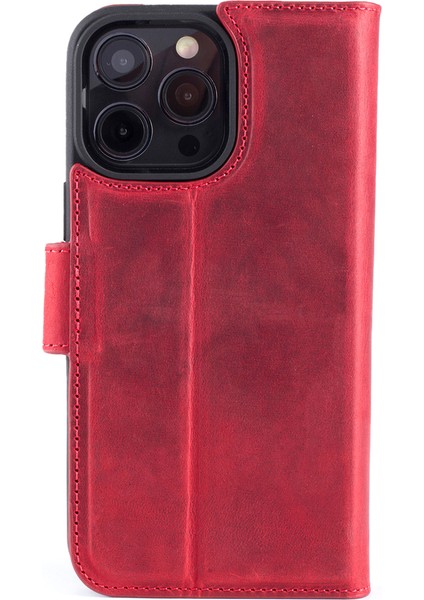 Magic Case iPhone 16 Pro Magenta Deri Telefon Kılıfı