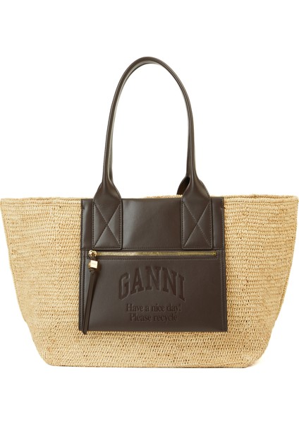 Naturel Kadın Rafya Plaj Çantası