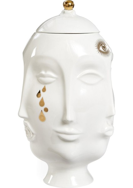 Gilded Muse Frida Beyaz Porselen Vazo