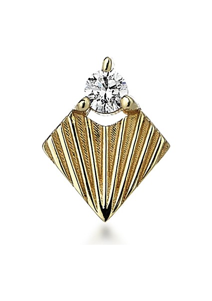 Rocket Heart Mini Pırlanta Taşlı 14 Ayar Altın Tek Kadın Küpe fiyatları