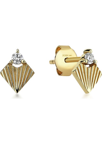 Rocket Heart Mini Pırlanta Taşlı 14 Ayar Altın Tek Kadın Küpe modelleri