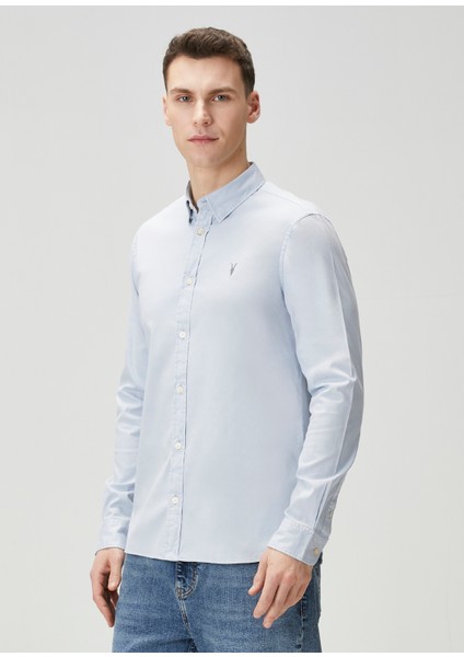 Stretch Fit Hawthorne Açık Mavi Yün Gömlek modelleri