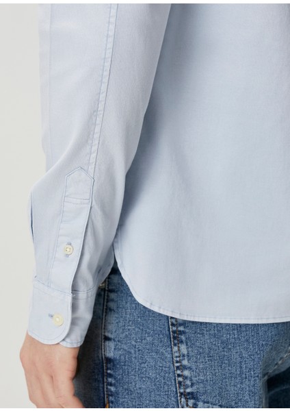 Stretch Fit Hawthorne Açık Mavi Yün Gömlek