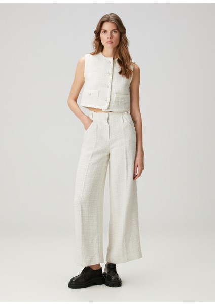 Padeira Ekru Tweed Pantolon