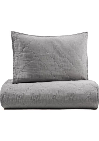 Serenity Gri Keten Kapitoneli King Size Yatak Örtüsü Takımı 240 x 260 cm