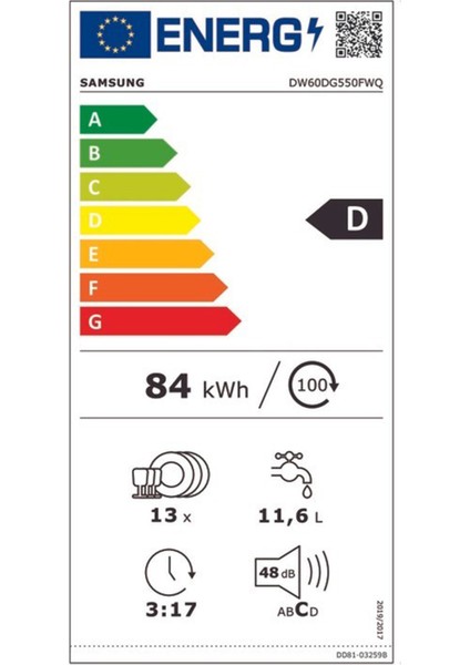 DW60DG550FWQTR Beyaz 5 Programlı Bulaşık Makinesi fiyatları