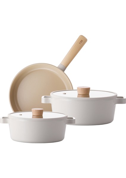 Fika Bej 5 Parça Demir Döküm Tencere ve Tava Seti