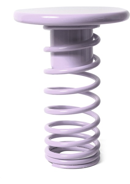 Twist Lila Ahşap Tablalı Metal Tabure