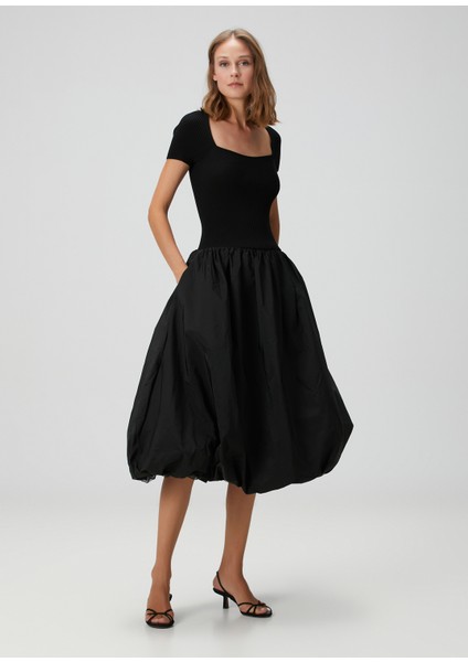Rubble Siyah Midi Elbise