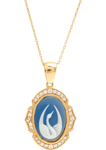 Mavi Kuğu Işlemeli Kadın Altın Kolye fiyatları