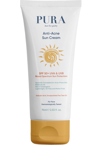 Geniş Spektrumlu Akne Karşıtı SPF50+ Koruyucu Güneş Kremi 75 ml