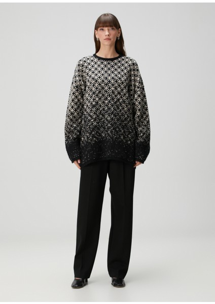 Siyah Bej Desenli Yün Triko fiyatları