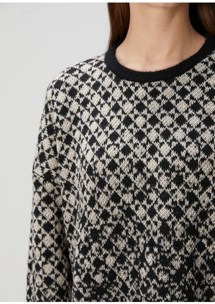 Siyah Bej Desenli Yün Triko indirimleri