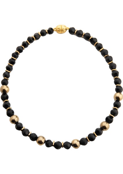 Penia Siyah Doğal Taşlı Kadın Kolye