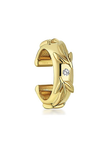 Olivaldra Pırlanta Taşlı 14 Ayar Altın Tek Kadın Cuff Küpe
