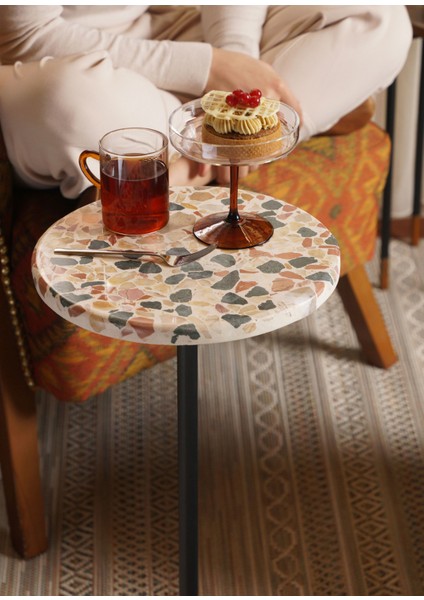 Çekirdek Terrazzo Mermer Yan Sehpa indirimleri