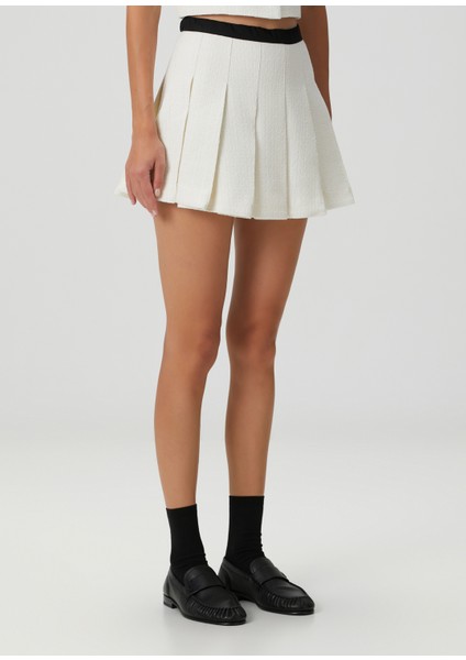 Itana Ekru Pileli Mini Etek fiyatları