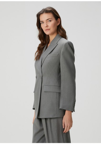 Fairway Gri Çizgili Yün Blazer modelleri