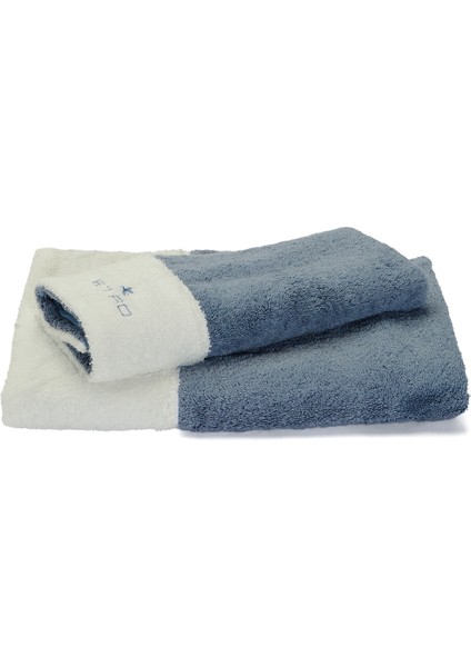 Buz Mavisi 2li Logo Nakışlı Havlu Seti
