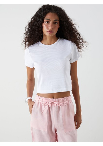 Yeni Sezon Bisiklet Yaka Dokulu Kadın Tişört