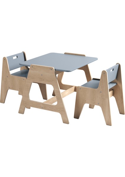 Cotable Gri Ahşap Çocuk Masa Takımı