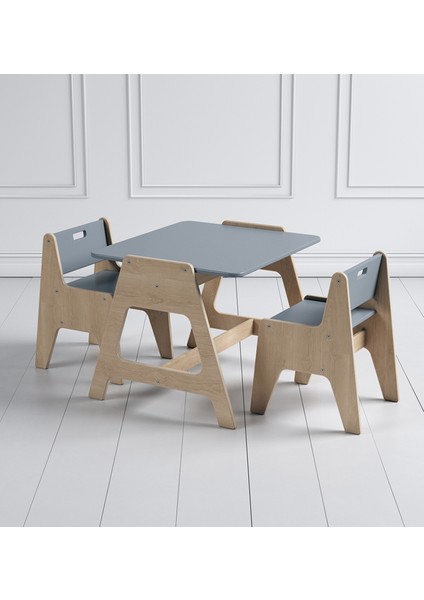 Cotable Gri Ahşap Çocuk Masa Takımı modelleri