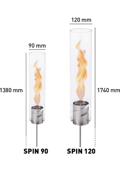 Spin 90 Garden Torch Gümüş Masaüstü Şömine fiyatları