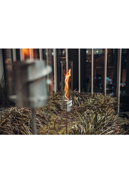 Spin 90 Garden Torch Gümüş Masaüstü Şömine