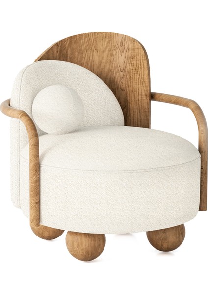 Ear Açık Ceviz Ekru Teddy Top Yastıklı Berjer fırsatları