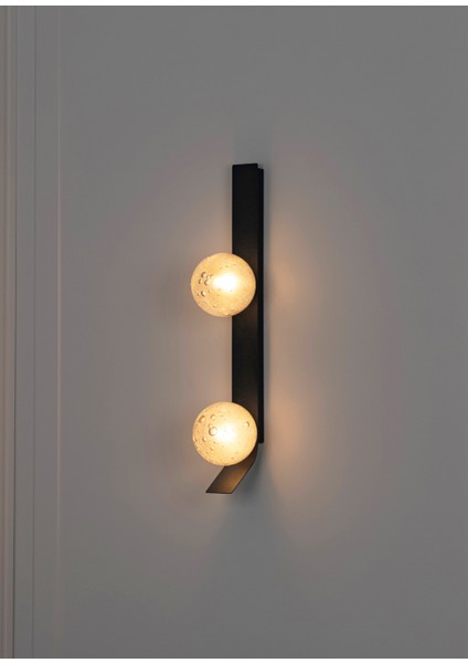 Helsingör Siyah Soft Kabarcıklı Cam 2'li Aplik modelleri