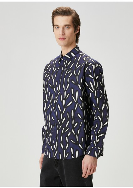 The Simon Lacivert Çizgili Gömlek modelleri