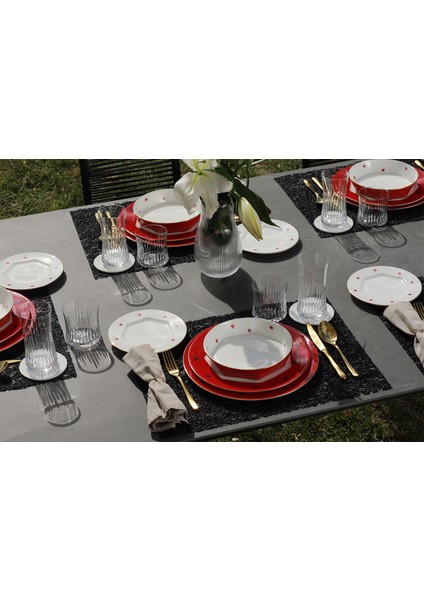 Mislina Kırmızı 6 Kişilik 34 Parça Bone Kahvaltı Takımı fiyatları