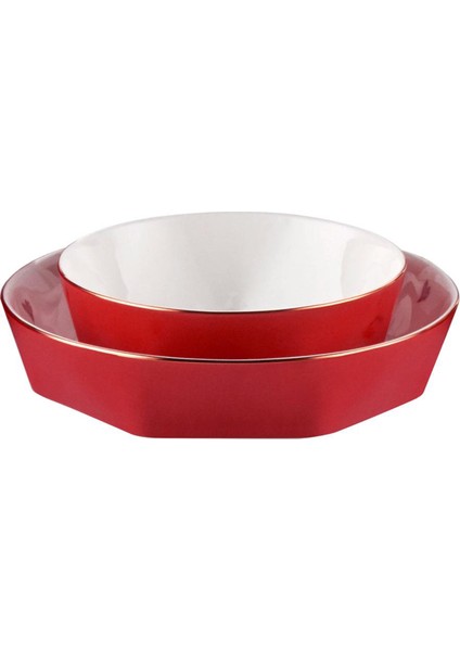 Mislina Kırmızı 6 Kişilik 34 Parça Bone Kahvaltı Takımı