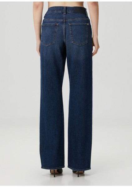 Tess Straight Koyu Mavi Jean Pantolon fırsatları