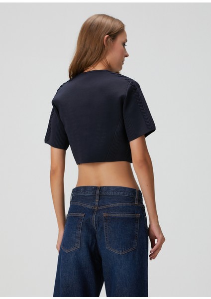 Morsine Lacivert Crop Hırka fırsatları
