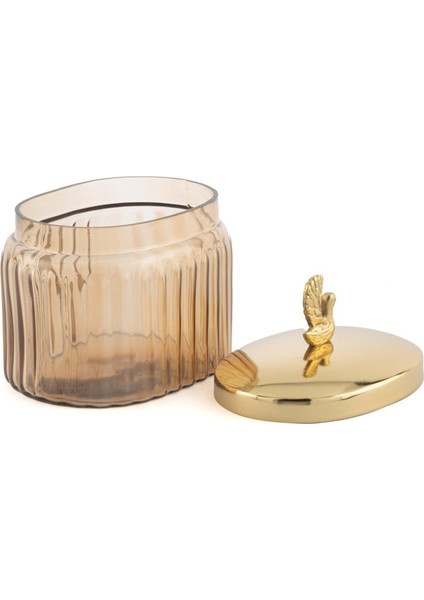 Gold Metal Kapaklı Cam Oval Kavanoz 16 cm fiyatları